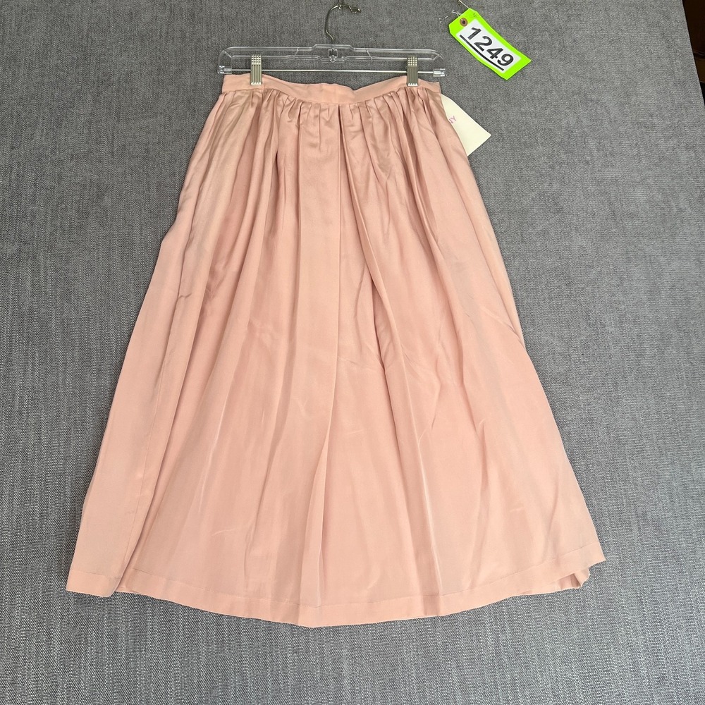 Vintage Mercedes & Adrienne Midi Skirt Womens 6 Pink Silk Pleated Classic Chic